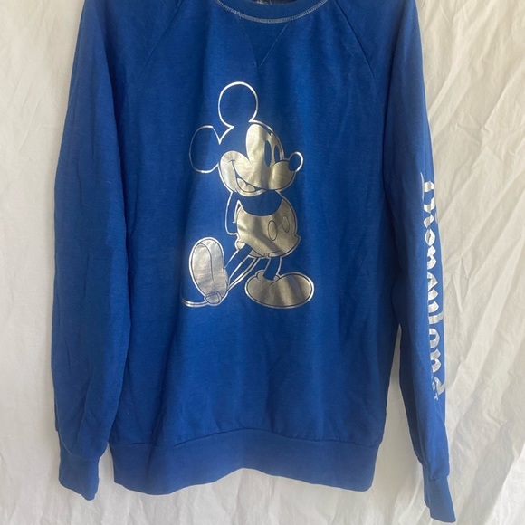 Walt Disney World Crewneck Mickey Sweatshirt Silver Blue Size Large - Picture 3 of 13